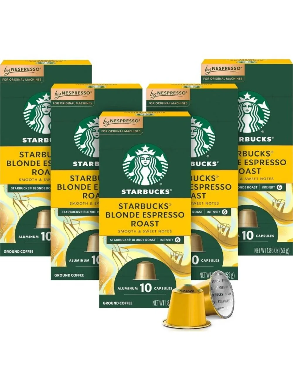 Blonde Roast Espresso Pods - 50 Count, Original Coffee for Smooth, Rich Flavor
